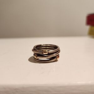 Elegant Gold and Silver Stacked Ring